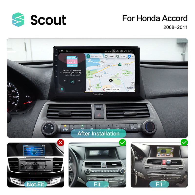 Dasaita Scout for Honda Accord 2008 2009 2010 2011 2012 LHD Car Multimedia Player Touch screen Android 10 Built-in DSP Navigation