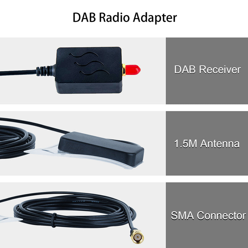 Dasaita Portable Europe USB DAB Universal Extension Antenna Signal Receiver Adapter External Car DAB Radio Antenna for Universal Android 10 / 9.0 Car Radio Accessory