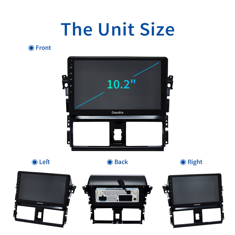Dasaita 10.2" Car 1 din GPS Stereo Radio Android 11.0 for Toyota Yaris 2012 2013 2014 2015 2016 IPS Touch Screen