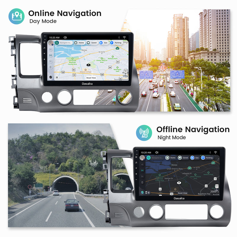 Dasaita Scout10 Honda Civic 2007 2008 2009 2010 2011 LHD Car Stereo 10.2 Inch Carplay Android Auto PX6 4G+64G Android10 1280*720 DSP AHD Radio