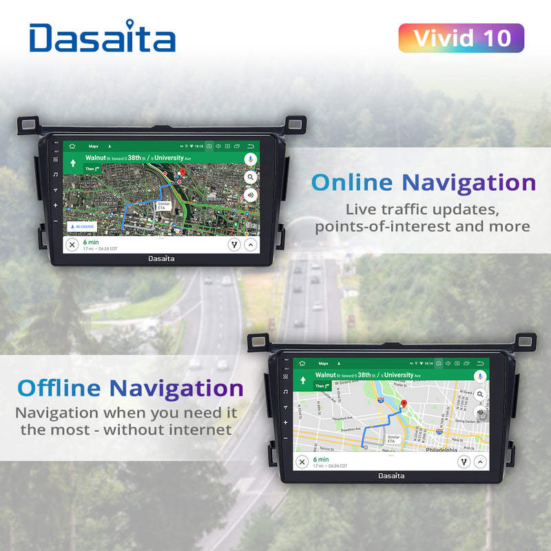 Dasaita Vivid10 Toyota RAV4 2012 2013 2014 2015 2016 2017 LHD Car Stereo 9 Inch Carplay Android Auto PX6 4G+64G Android10 1280*720 DSP AHD Radio