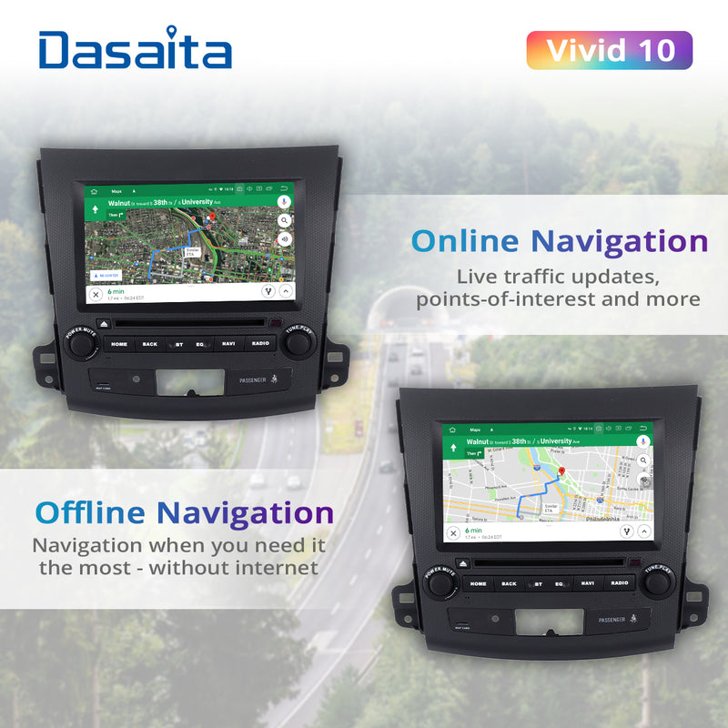 Dasaita Vivid11 For Mitsubishi Outlander 2007 2008 2009 2010 2011 2012 2013  Car Stereo Apple Carplay Android Auto Touch Screen 4G+64G DSP Radio