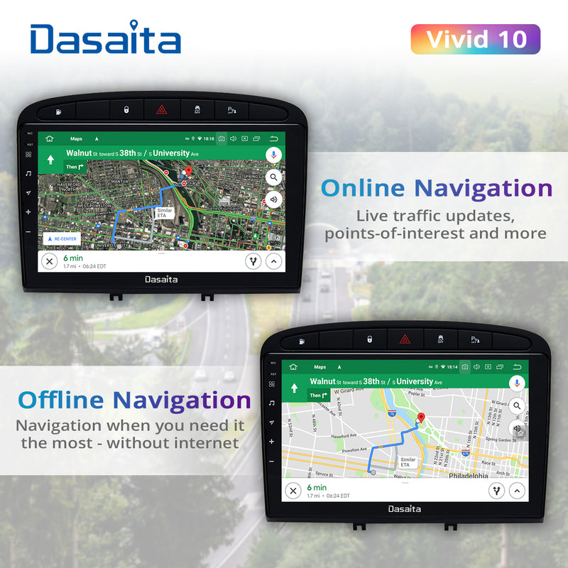 Dasaita Vivid11 Peugeot 408 308 308SW 2012 2013 2014 2015 2016 2017 2018 2019 2020 Car Stereo 9 Inch Carplay Android Auto PX6 4G+64G Android11 1280*720 DSP AHD Radio