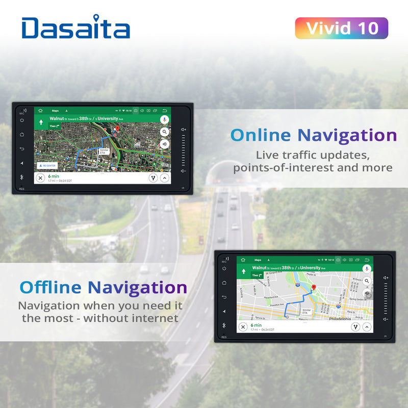 Dasaita Vivid11 Toyota Universal 2000-2020 Car Stereo 7 Inch Carplay Android Auto PX6 4G+64G Android11 1024*600 DSP AHD Radio