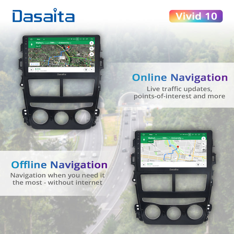 Dasaita Vivid11 Toyota Yaris 2018 2019 2020 Car Stereo 10.2 Inch Carplay Android Auto PX6 4G+64G Android11 1280*720 DSP AHD Radio