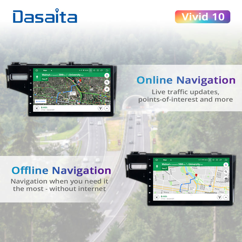 Dasaita Vivid11 Honda Fit Jazz 3 2014 2015 2016 2017 2018 2019 2020 Car Stereo 9 Inch Carplay Android Auto PX6 4G+64G Android11 1280*720 DSP AHD Radio