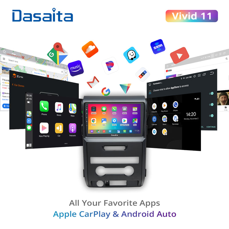 Dasaita Vivid11 For Ford Raptor F150 2009 2010 2011 2012 Car Stereo Apple Carplay Android Auto Touch Screen 4G 64G DSP Stereo