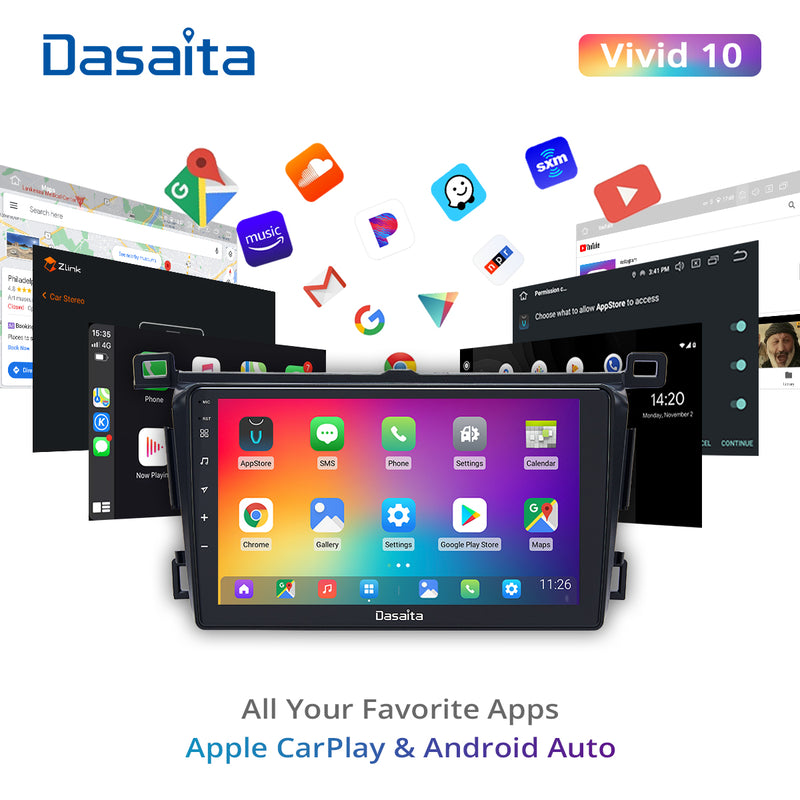 Dasaita Vivid10 Toyota RAV4 2012 2013 2014 2015 2016 2017 LHD Car Stereo 9 Inch Carplay Android Auto PX6 4G+64G Android10 1280*720 DSP AHD Radio