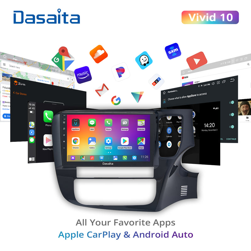 Dasaita Vivid11 Mitsubishi Outlander 2014 2015 2016 2017 RHD Car Stereo 9 Inch Carplay Android Auto PX6 4G+64G Android11 1280*720 DSP AHD Radio