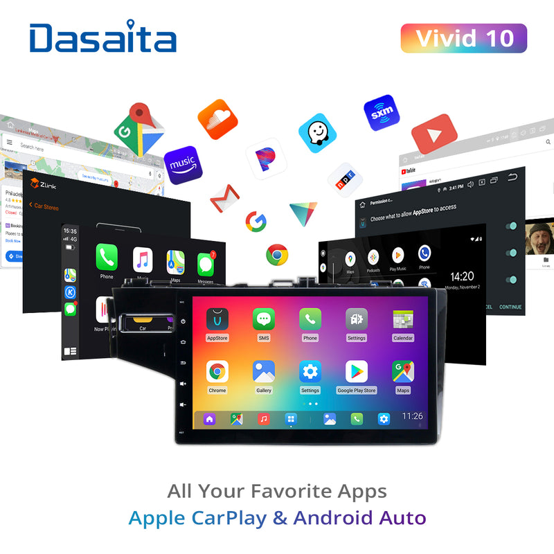 Dasaita Vivid11 Honda Fit Jazz 3 2014 2015 2016 2017 2018 2019 2020 Car Stereo 9 Inch Carplay Android Auto PX6 4G+64G Android11 1280*720 DSP AHD Radio