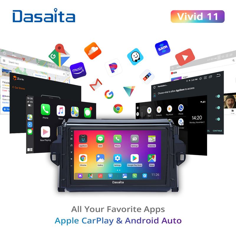 Dasaita Vivid11 Toyota Fortuner 2021 Car Stereo 9 Inch Carplay Android Auto PX6 4G+64G Android11 1280*720 DSP AHD Radio