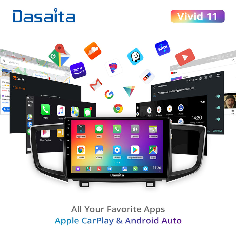 Dasaita Vivid11 Honda Pilot 2016 2017 2018 Car Stereo Carplay Android Auto PX6 4G+64G Android10 1280*720 DSP AHD Radio