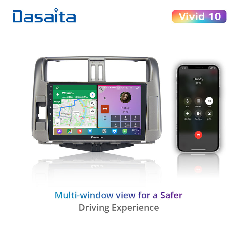 Dasaita Vivid11 Toyota Prado 2010 2011 2012 2013 Car Stereo 9 Inch Wireless Carplay Android Auto PX6 4G+64G Android11 1280*720 DSP AHD Radio