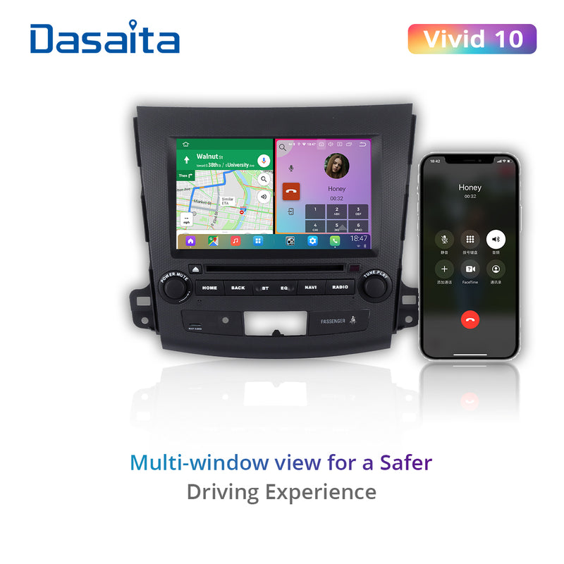 Dasaita Vivid11 For Mitsubishi Outlander 2007 2008 2009 2010 2011 2012 2013  Car Stereo Apple Carplay Android Auto Touch Screen 4G+64G DSP Radio