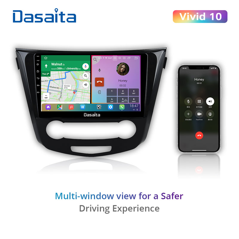 Dasaita Vivid11 Nissan Qashqai 2014 2015 2016 2017 2018 Car Stereo 10.2 Inch Carplay Android Auto PX6 4G+64G Android11 1280*720 DSP AHD Radio