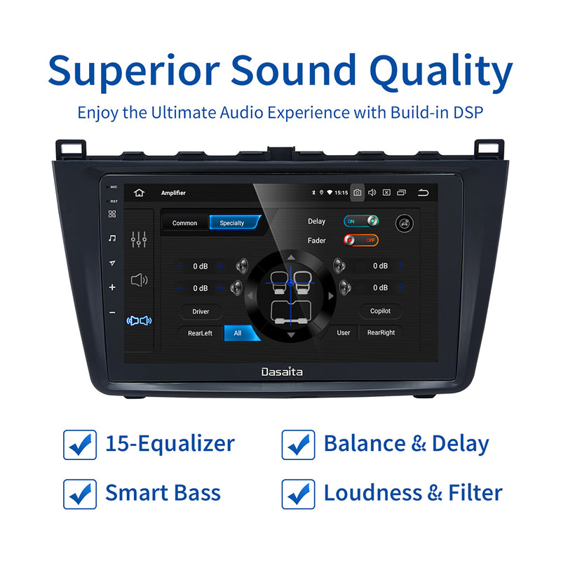 Dasaita MAX11 Mazda 6 2009 2010 2011 2012 Car Stereo 9Inch Carplay Android Auto PX6 4G+64G Android11 1280*720 DSP AHD Radio