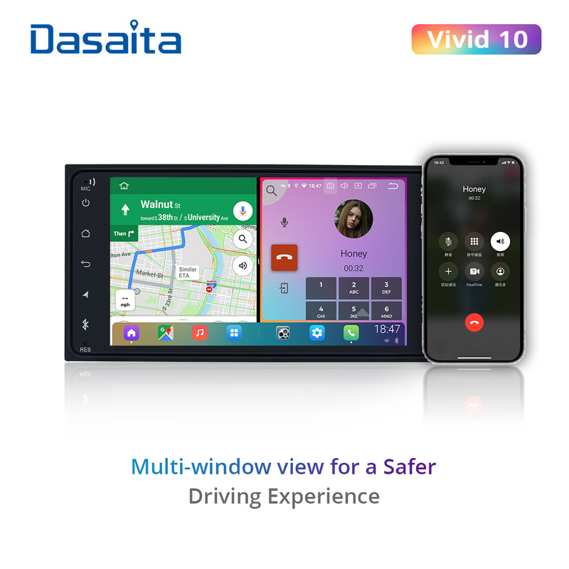 Dasaita Vivid11 Toyota Universal 2000-2020 Car Stereo 7 Inch Carplay Android Auto PX6 4G+64G Android11 1024*600 DSP AHD Radio