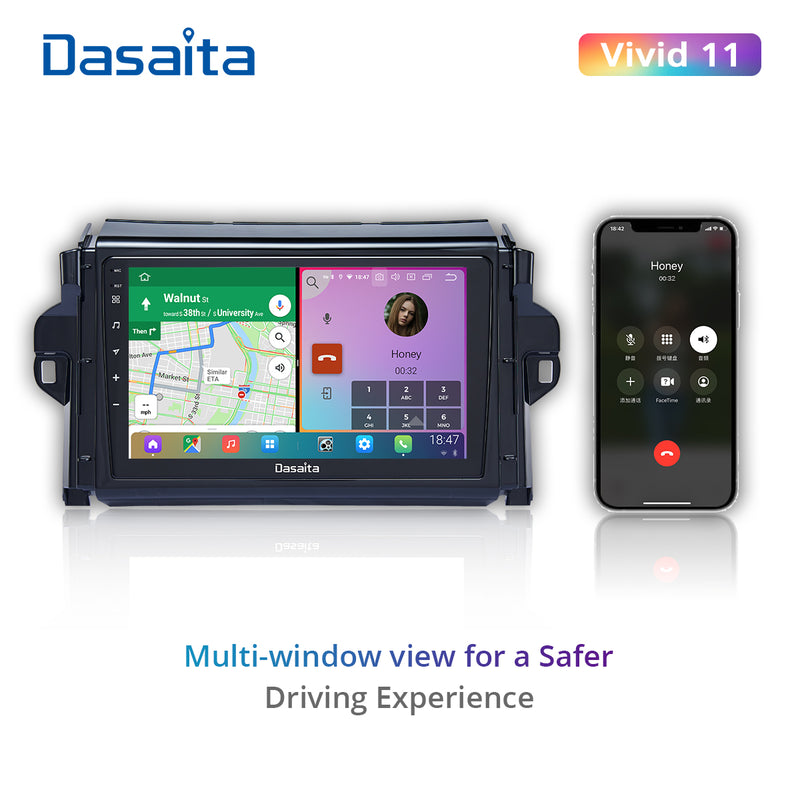 Dasaita Vivid11 Toyota Fortuner 2021 Car Stereo 9 Inch Carplay Android Auto PX6 4G+64G Android11 1280*720 DSP AHD Radio