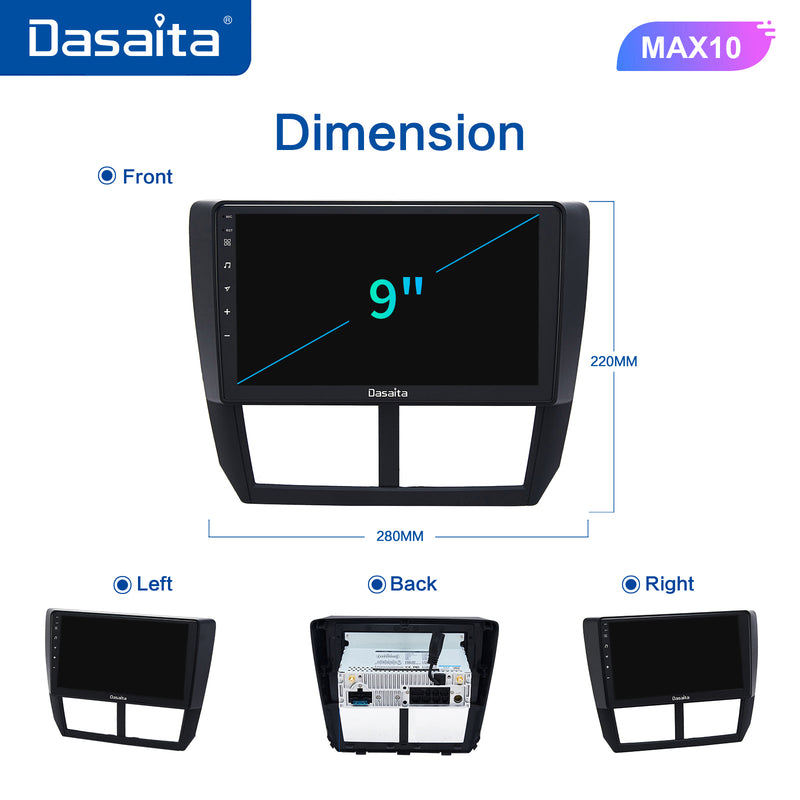 Dasaita MAX11 Subaru Forester 3 Impreza 2007 2008 2009 2010 2011 2012 Car Stereo 9 Inch Carplay Android Auto PX6 4G+64G Android11 1280*720 DSP Radio