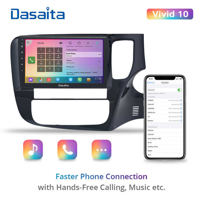 Dasaita Vivid11 Mitsubishi Outlander 2014 2015 2016 2017 RHD Car Stereo 9 Inch Carplay Android Auto PX6 4G+64G Android11 1280*720 DSP AHD Radio