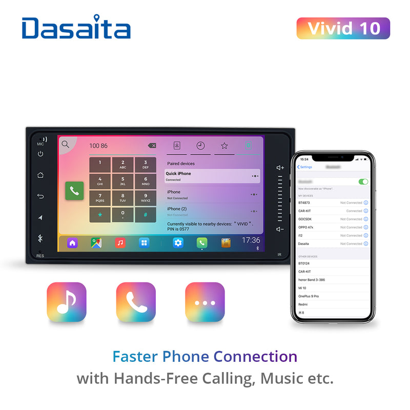 Dasaita Vivid11 Toyota Universal 2000-2020 Car Stereo 7 Inch Carplay Android Auto PX6 4G+64G Android11 1024*600 DSP AHD Radio