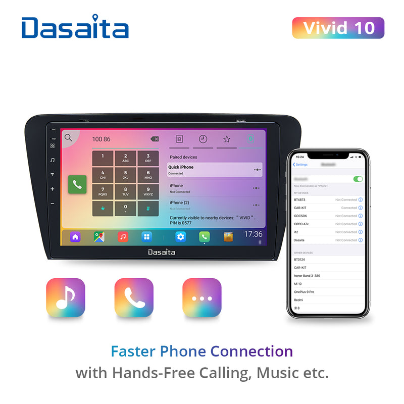 Dasaita Vivid11 Skoda Octavia 3 A7 2014 2015 2016 2017 Car Stereo 10.2 Inch Carplay Android Auto PX6 4G+64G Android11 1280*720 DSP AHD Radio