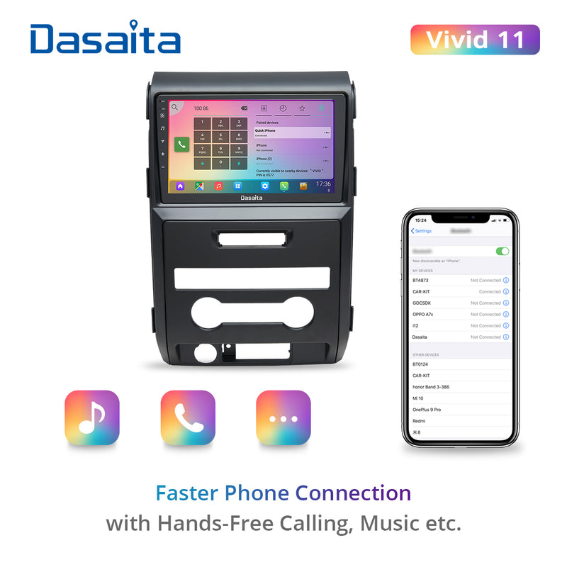 Dasaita Vivid11 For Ford Raptor F150 2009 2010 2011 2012 Car Stereo Apple Carplay Android Auto Touch Screen 4G 64G DSP Stereo