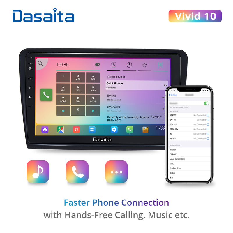 Dasaita 10.2 inch Vivid11 For Skoda Superb B6 2008-2014 Car Stereo android PX6 1280x720 USB Port GPS Navigation Apple Carplay Dashboard