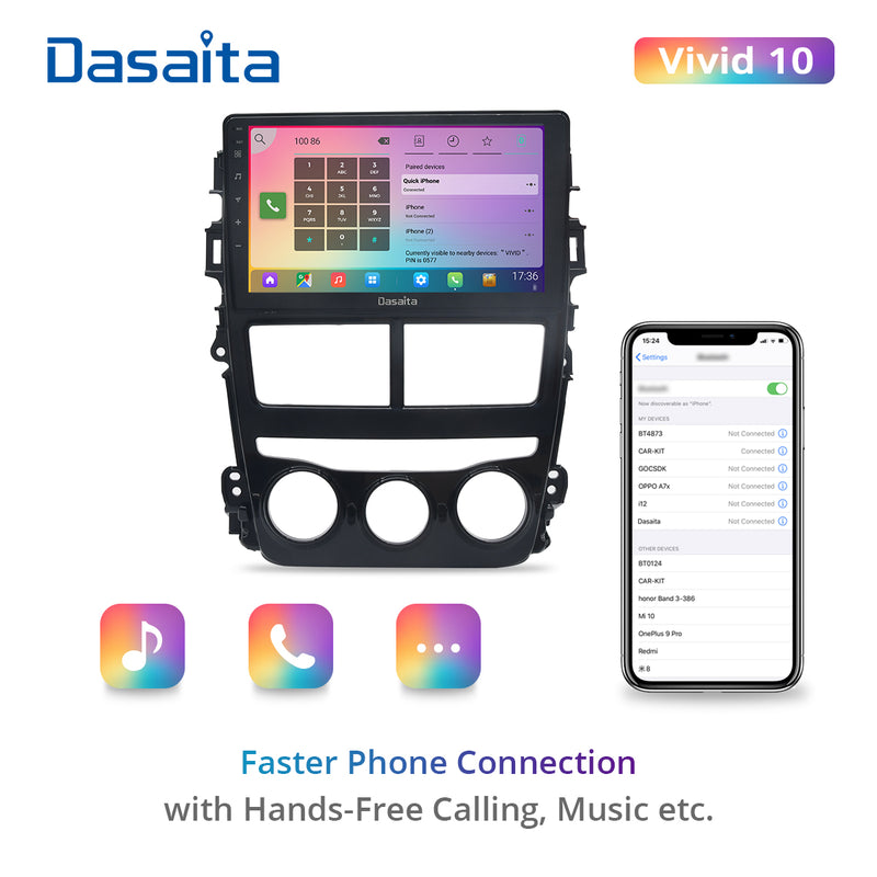 Dasaita Vivid11 Toyota Yaris 2018 2019 2020 Car Stereo 10.2 Inch Carplay Android Auto PX6 4G+64G Android11 1280*720 DSP AHD Radio