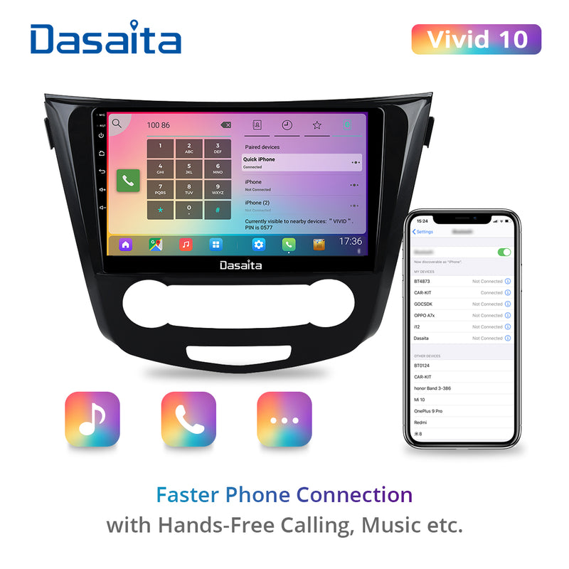 Dasaita Vivid11 Nissan Qashqai 2014 2015 2016 2017 2018 Car Stereo 10.2 Inch Carplay Android Auto PX6 4G+64G Android11 1280*720 DSP AHD Radio