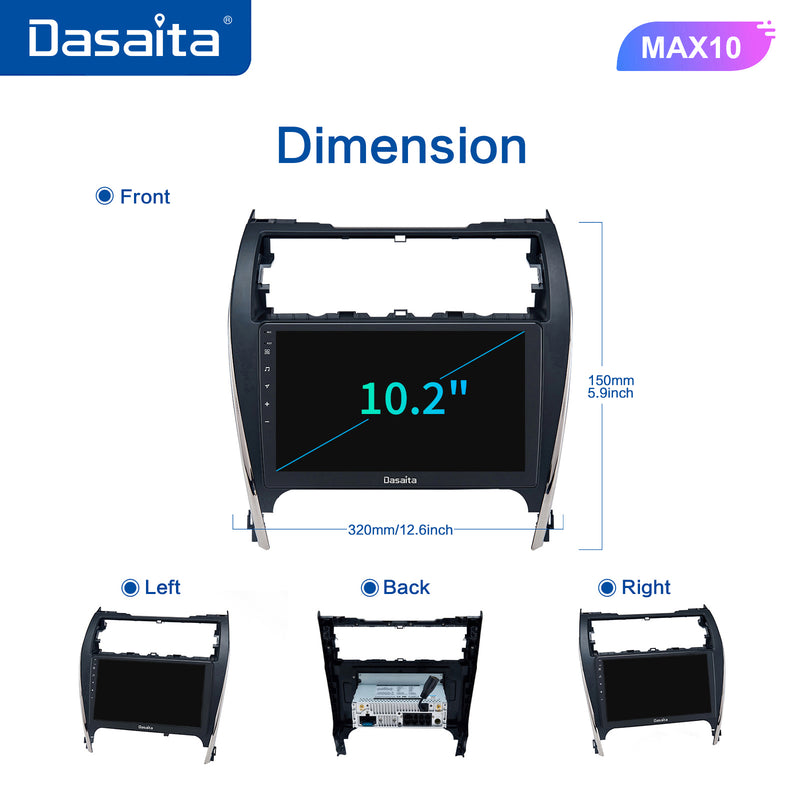 Dasaita MAX Toyota Camry 2012 2013 2014 Car Stereo 10.2 Inch Carplay Android Auto PX6 4G+64G Android10 1280*720 DSP AHD Radio