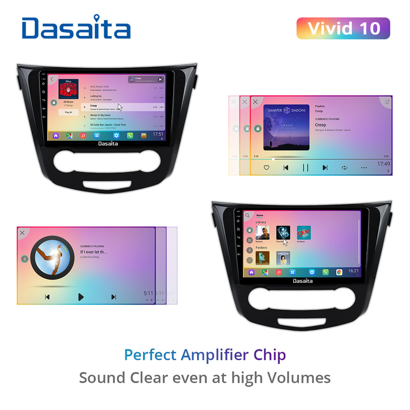 Dasaita Vivid11 Nissan Qashqai 2014 2015 2016 2017 2018 Car Stereo 10.2 Inch Carplay Android Auto PX6 4G+64G Android11 1280*720 DSP AHD Radio