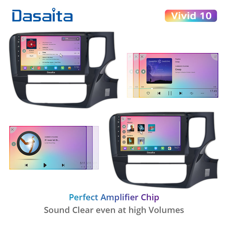 Dasaita Vivid11 Mitsubishi Outlander 2014 2015 2016 2017 RHD Car Stereo 9 Inch Carplay Android Auto PX6 4G+64G Android11 1280*720 DSP AHD Radio