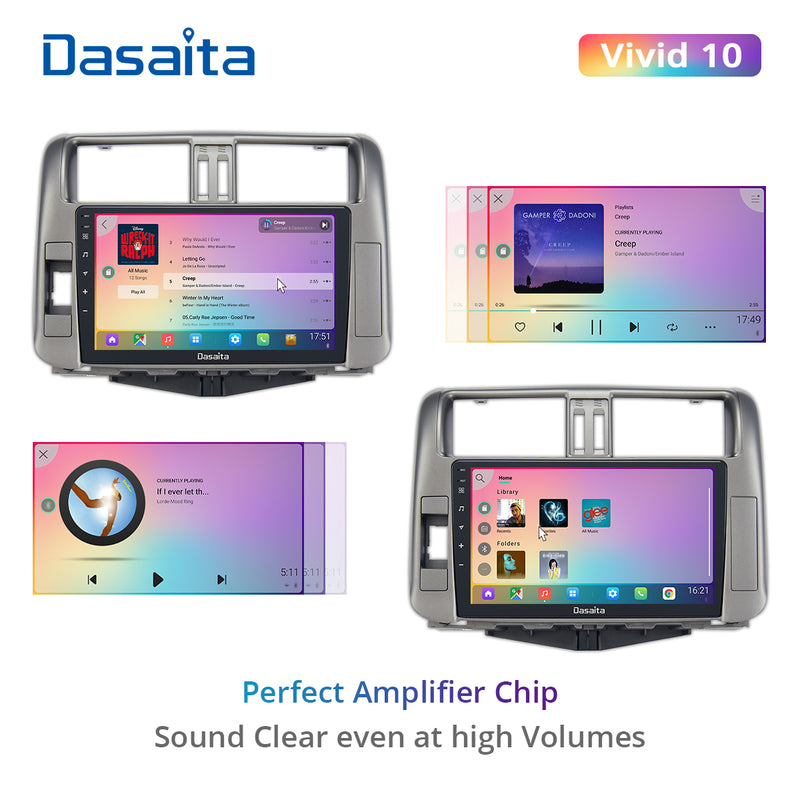 Dasaita Vivid11 Toyota Prado 2010 2011 2012 2013 Car Stereo 9 Inch Wireless Carplay Android Auto PX6 4G+64G Android11 1280*720 DSP AHD Radio