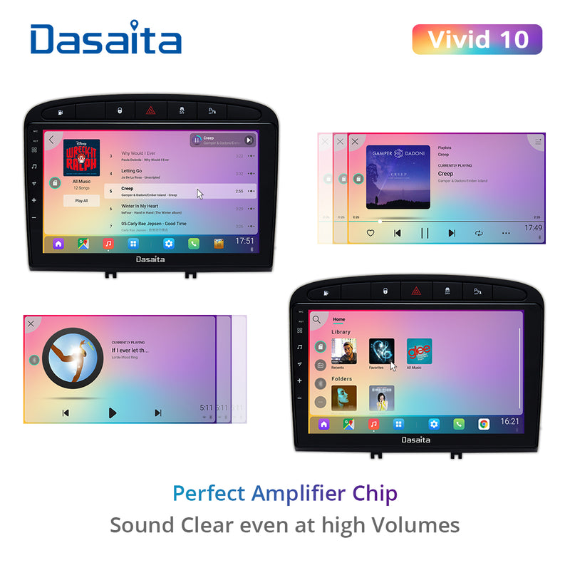 Dasaita Vivid11 Peugeot 408 308 308SW 2012 2013 2014 2015 2016 2017 2018 2019 2020 Car Stereo 9 Inch Carplay Android Auto PX6 4G+64G Android11 1280*720 DSP AHD Radio