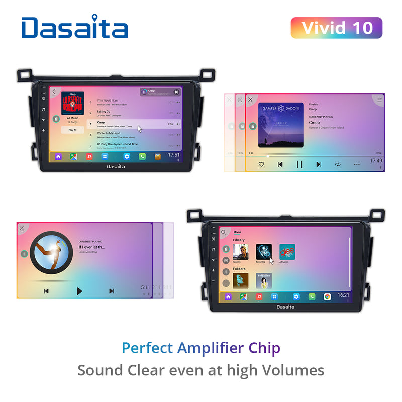 Dasaita Vivid10 Toyota RAV4 2012 2013 2014 2015 2016 2017 LHD Car Stereo 9 Inch Carplay Android Auto PX6 4G+64G Android10 1280*720 DSP AHD Radio