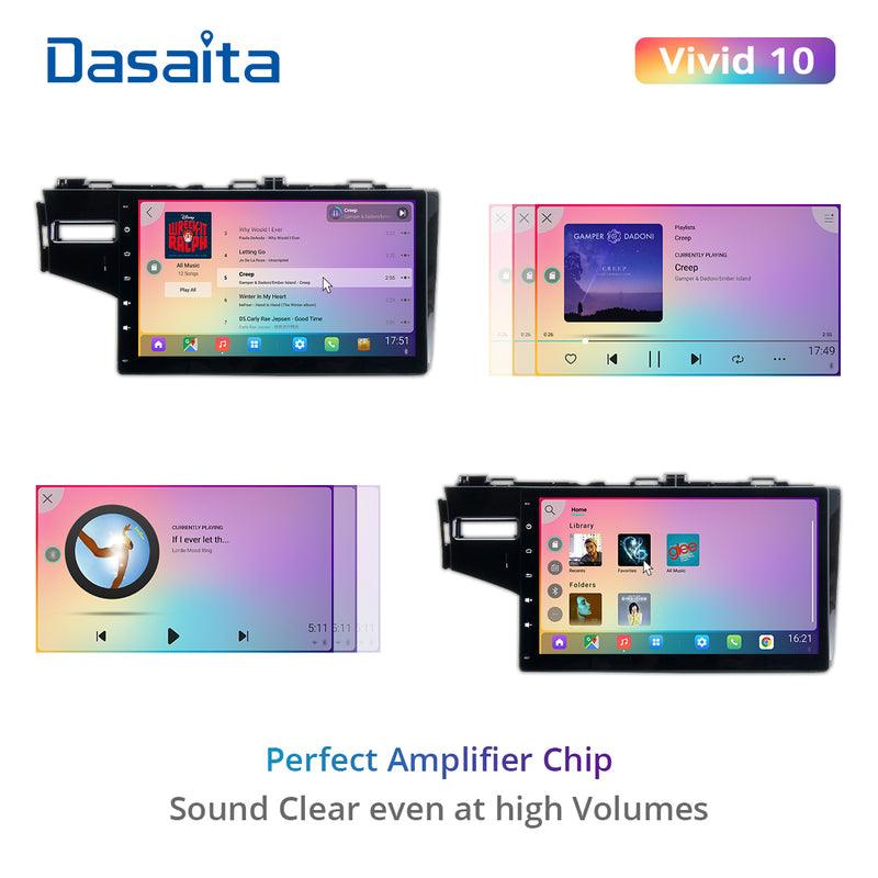 Dasaita Vivid11 Honda Fit Jazz 3 2014 2015 2016 2017 2018 2019 2020 Car Stereo 9 Inch Carplay Android Auto PX6 4G+64G Android11 1280*720 DSP AHD Radio