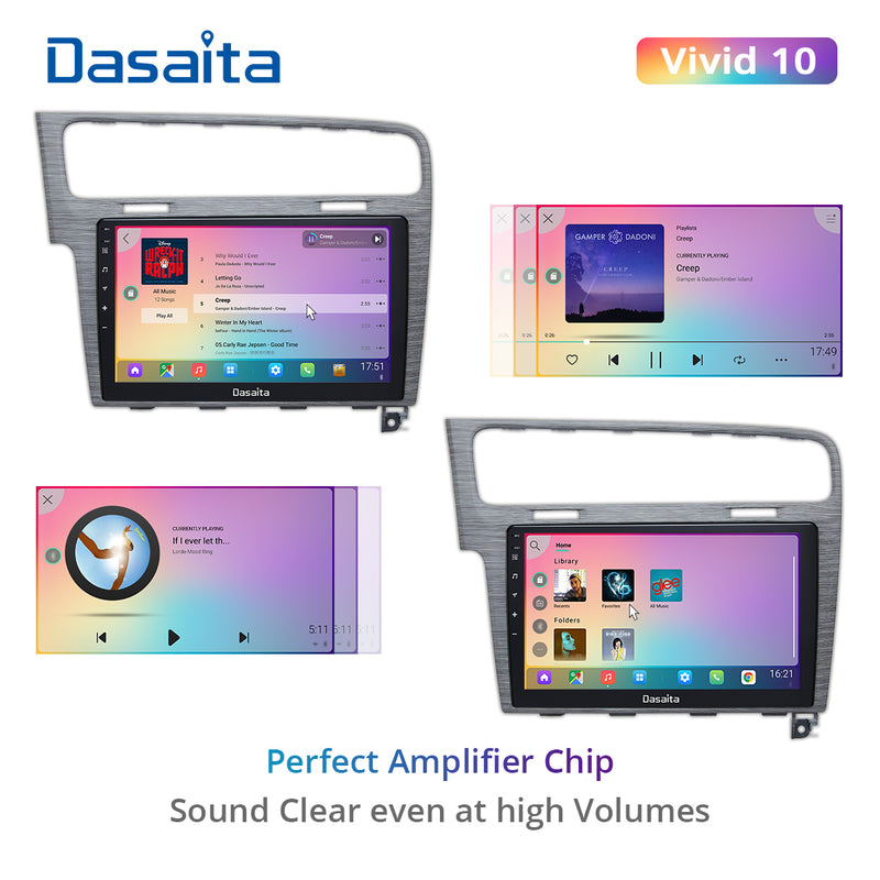 Dasaita Vivid11 VW Golf 7 2012 2013 2014 2015 2016 2017 2018 2019 LHD Car Stereo 10.2" Carplay Android Auto PX6 4G+64G Android11 1280*720 DSP Radio