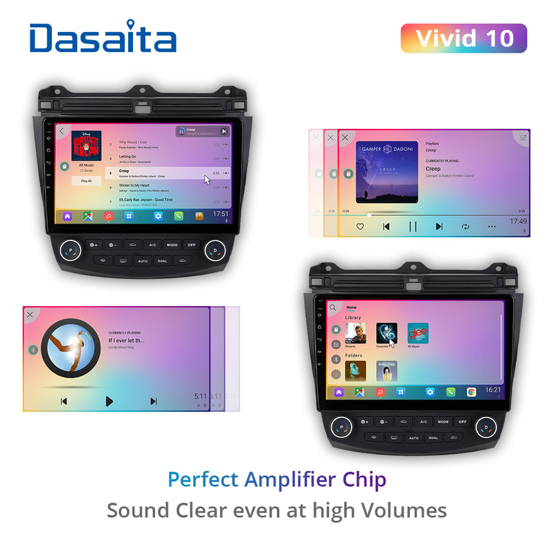 Dasaita Vivid11 Honda Accord 2003 2004 2005 2006 2007 Car Stereo 10.2 Inch Carplay Android Auto PX6 4G+64G Android11 1280*720 DSP AHD Radio