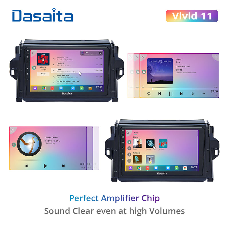 Dasaita Vivid11 Toyota Fortuner 2021 Car Stereo 9 Inch Carplay Android Auto PX6 4G+64G Android11 1280*720 DSP AHD Radio