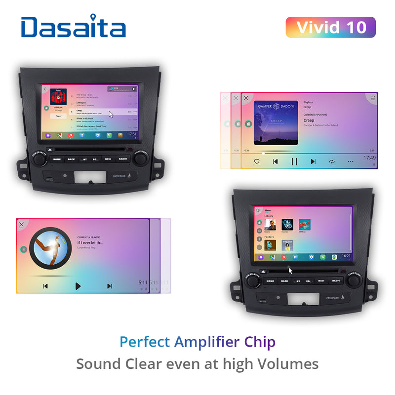 Dasaita Vivid11 For Mitsubishi Outlander 2007 2008 2009 2010 2011 2012 2013  Car Stereo Apple Carplay Android Auto Touch Screen 4G+64G DSP Radio