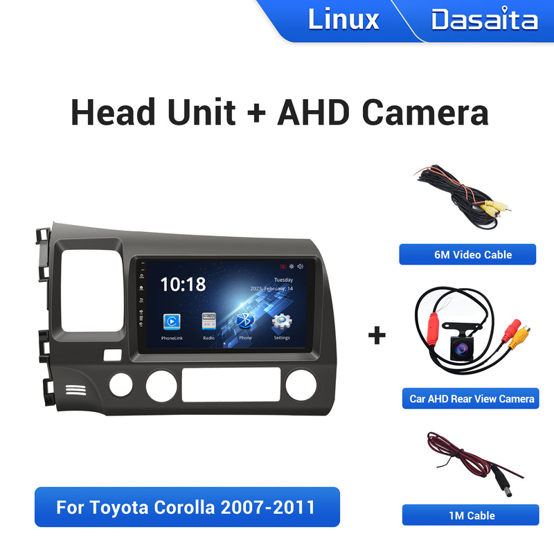 Dasaita Linux Honda Civic 2007 2008 2009 2010 2011 Car Stereo 9 Inch Wireless Wired Carplay Android Auto Head Unit 1024*600 AHD Mirror Link Car Radio