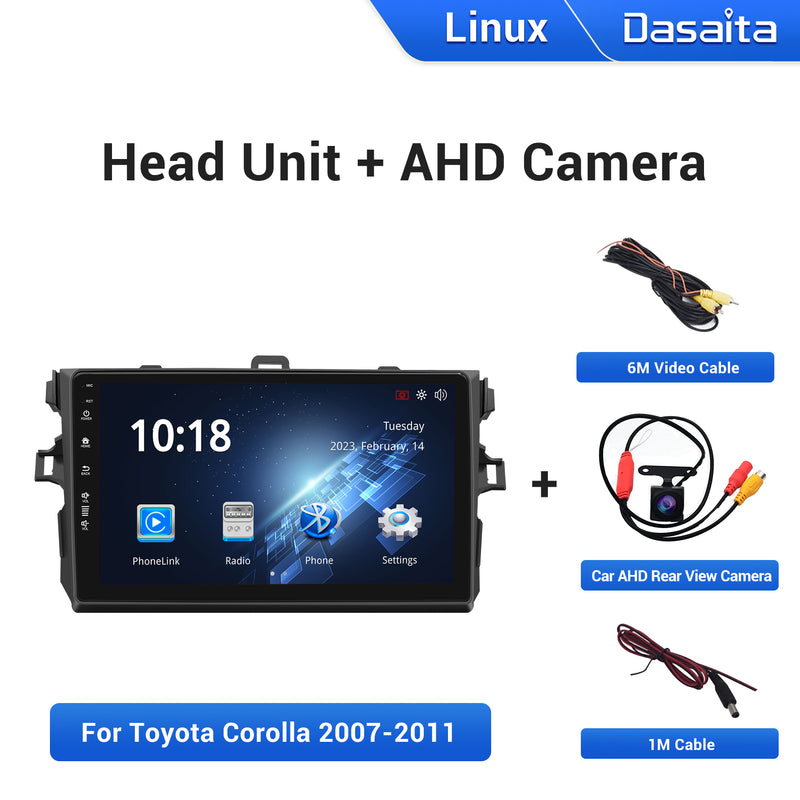 Dasaita Linux Toyota Corolla 2007 2008 2009 2010 2011 Car Stereo 9 Inch Wireless Wired Carplay Android Auto Head Unit 1280*720 AHD Mirror Link Car Radio