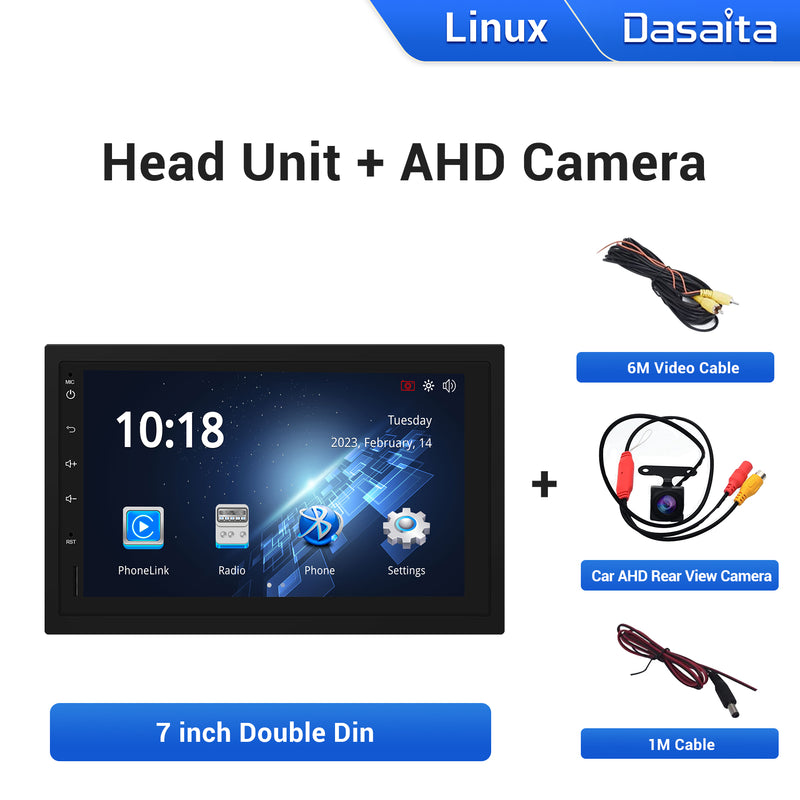 Dasaita Linux Universal 2 Din Car Stereo 7 Inch Wireless Wired Carplay Android Auto Head Unit 1024*600 AHD Mirror Link Car Radio