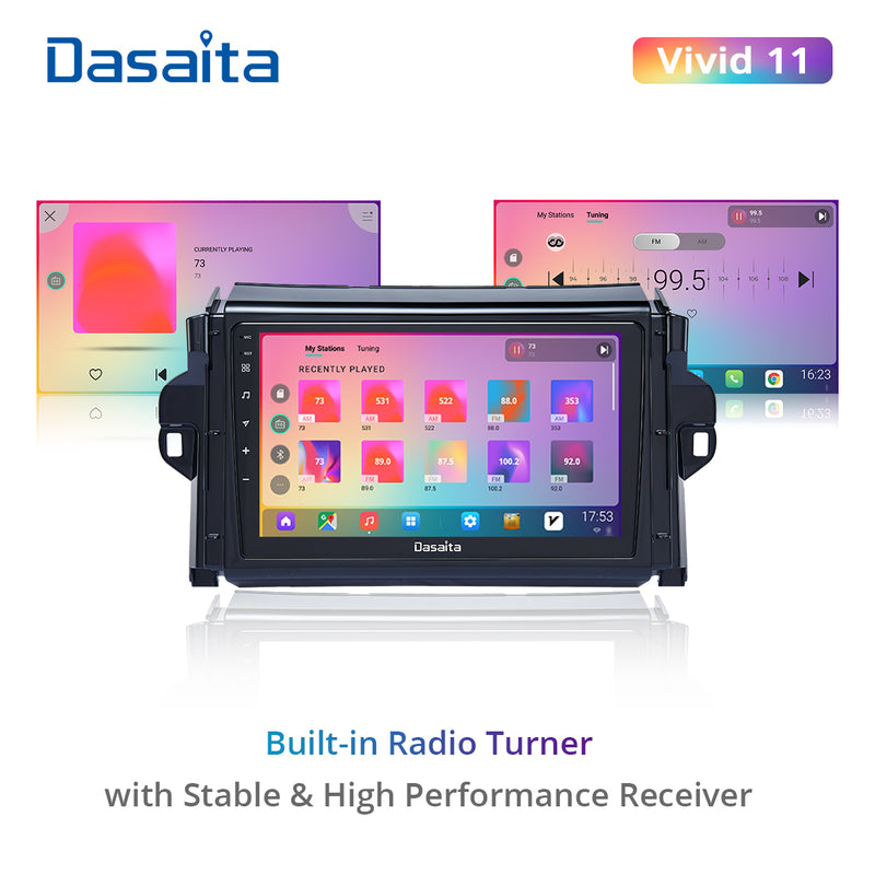 Dasaita Vivid11 Toyota Fortuner 2021 Car Stereo 9 Inch Carplay Android Auto PX6 4G+64G Android11 1280*720 DSP AHD Radio
