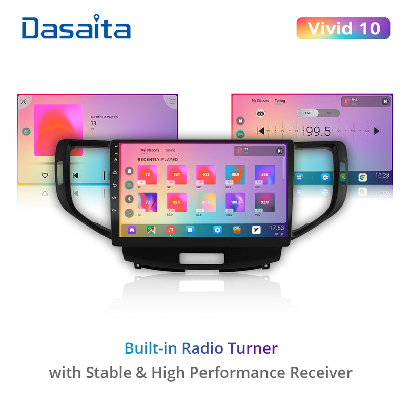 Dasaita Vivid11 Honda Spirior Accord Europe 8th 2009 2010 2011 2012 2013 Car Stereo 10.2" Carplay Android Auto PX6 4G+64G Android11 1280*720 DSP Radio