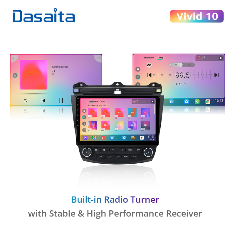 Dasaita Vivid11 Honda Accord 2003 2004 2005 2006 2007 Car Stereo 10.2 Inch Carplay Android Auto PX6 4G+64G Android11 1280*720 DSP AHD Radio