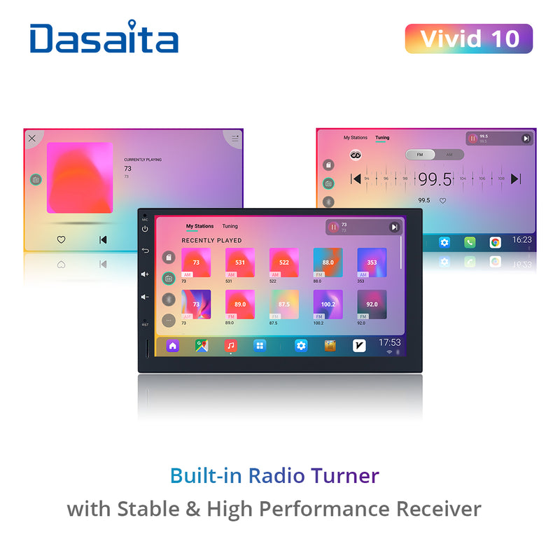 Dasaita Vivid11 Universal Double Din Car Stereo 7 Inch Carplay Android Auto PX6 4G+64G Android11 1024*600 DSP AHD Radio