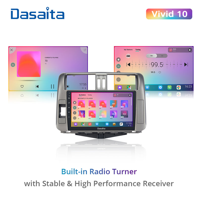 Dasaita Vivid11 Toyota Prado 2010 2011 2012 2013 Car Stereo 9 Inch Wireless Carplay Android Auto PX6 4G+64G Android11 1280*720 DSP AHD Radio