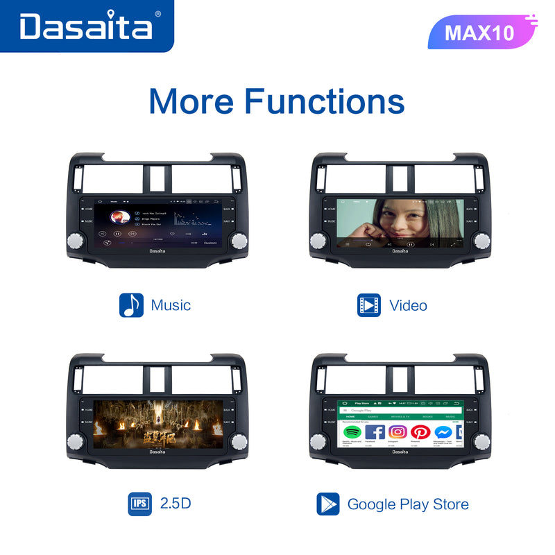 Dasaita MAX11 Toyota 4Runner 2010 2012 2013 2014 2015 2016 2017 2018 2019 Car Stereo 10.25 Inch Carplay Android Auto PX6 4G+64G Android11 Black 1280*480 DSP AHD Radio